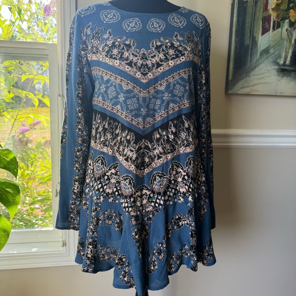Free People Women's Smooth Talker Tunic Blue Dress with Pockets size‎ XS